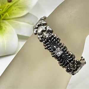 Sergio Gutierrez Liquid Metal Bracelet w/Swarovski Microchip 7”L/Fits to 6.5”